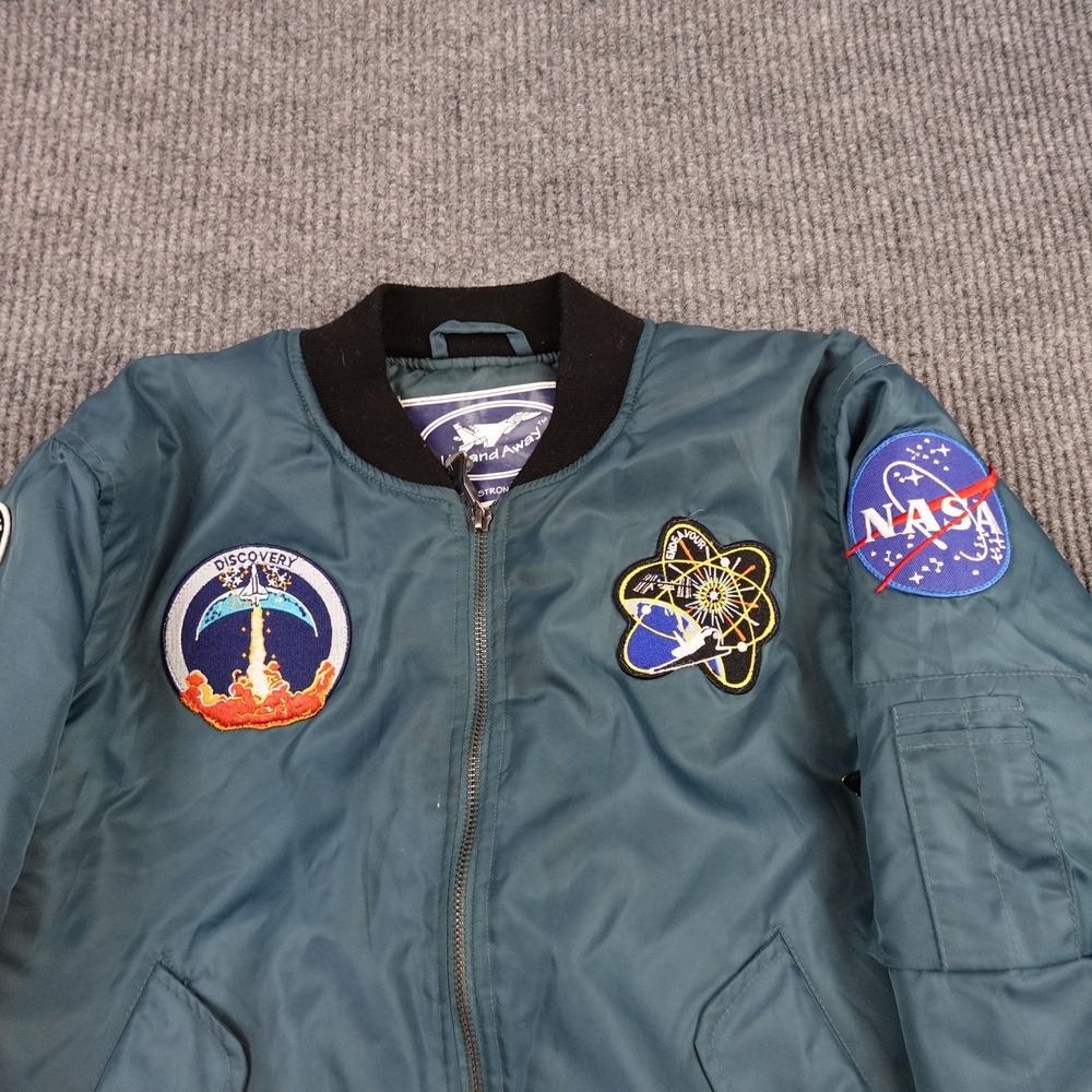 Up And Away Jacket Kids 10 Blue Bomber Astronaut Space NASA Patches Full Zip - Picture 3 of 9